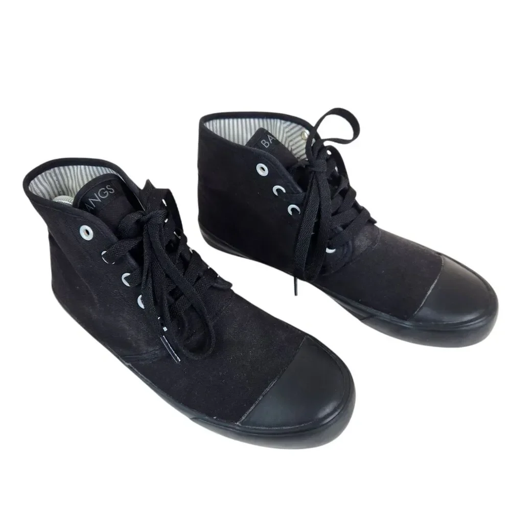 Bangs All Black Canvas Lace Up High Top Sneakers Womens 9